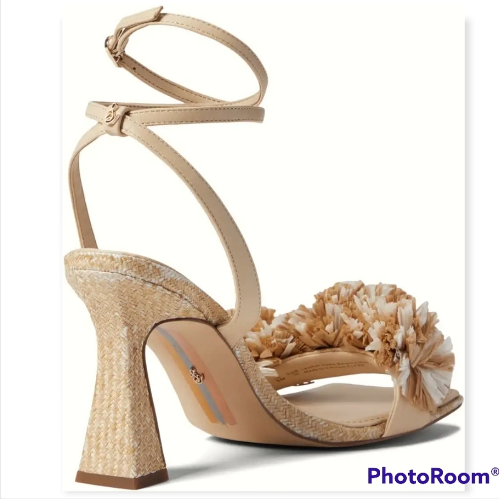 New Sam Edelman Leather Ankle Wrap Heeled Sandals sz 7 - Picture 10 of 15